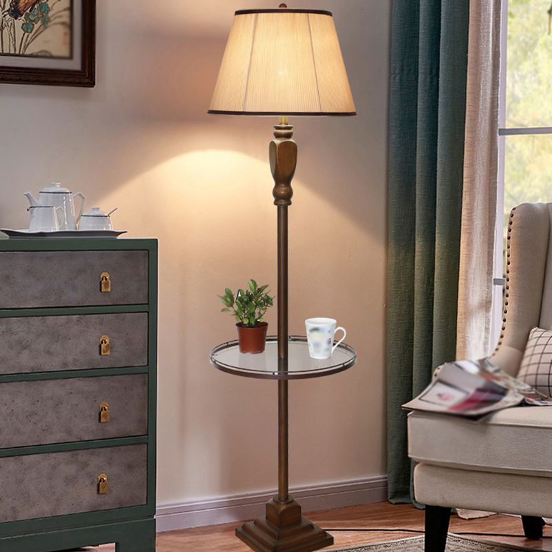 Tiffany Moderni LED Marrone Lampade da Terra Metallo Tessuto Soggiorno/Camera da Letto
