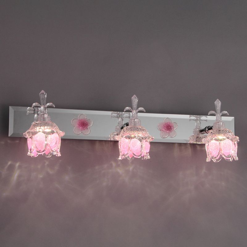 Arisha Design LED Applique Specchio Bellissimo Fiore Vanità Rosa Metallo/Vetro Bagno