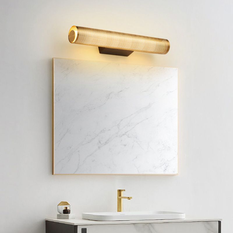 Arisha Moderno Classico LED Cilindrico Applique Metallo Oro Specchio Bagno
