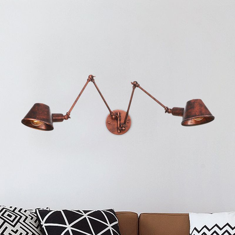 Epoch Vintage Industriale LED Applique Metallo Nero/Ruggine Regolabile Soggiorno/Camera da Letto