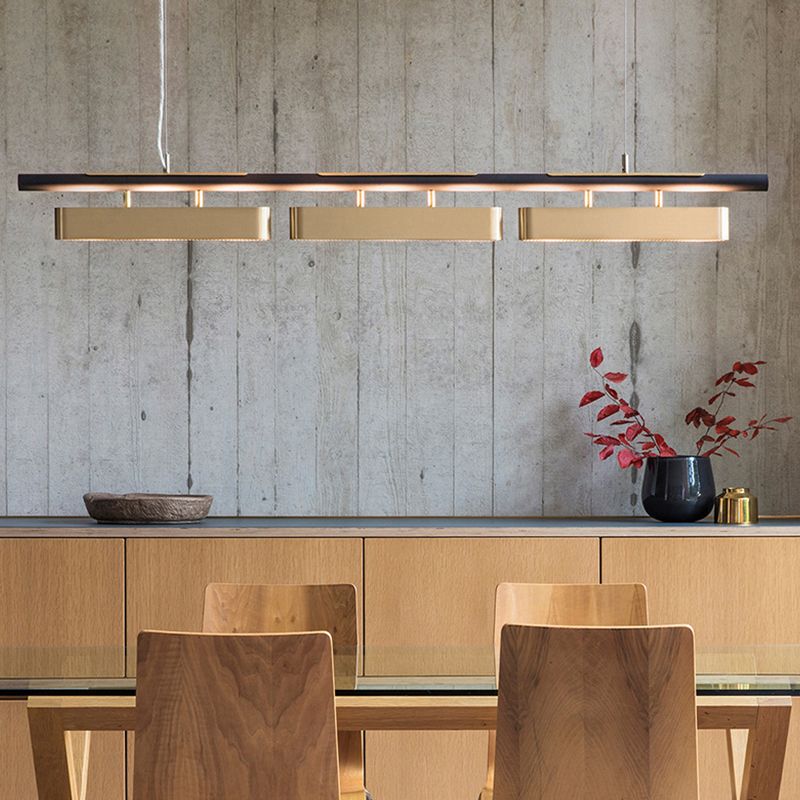 Arisha Moderne Rettangolari Lampade a Sospensione Nero/Ottone Metallo