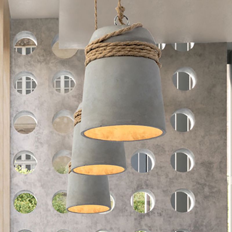 Arisha Industriale LED Lampada a Sospensione Cemento/Metallo Grigio