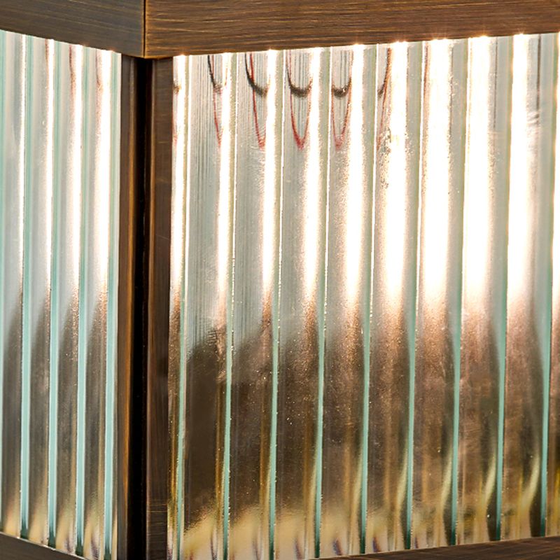 Ray Moderno Quadrate Metallo Vetro Lampade da Esterno Marrone
