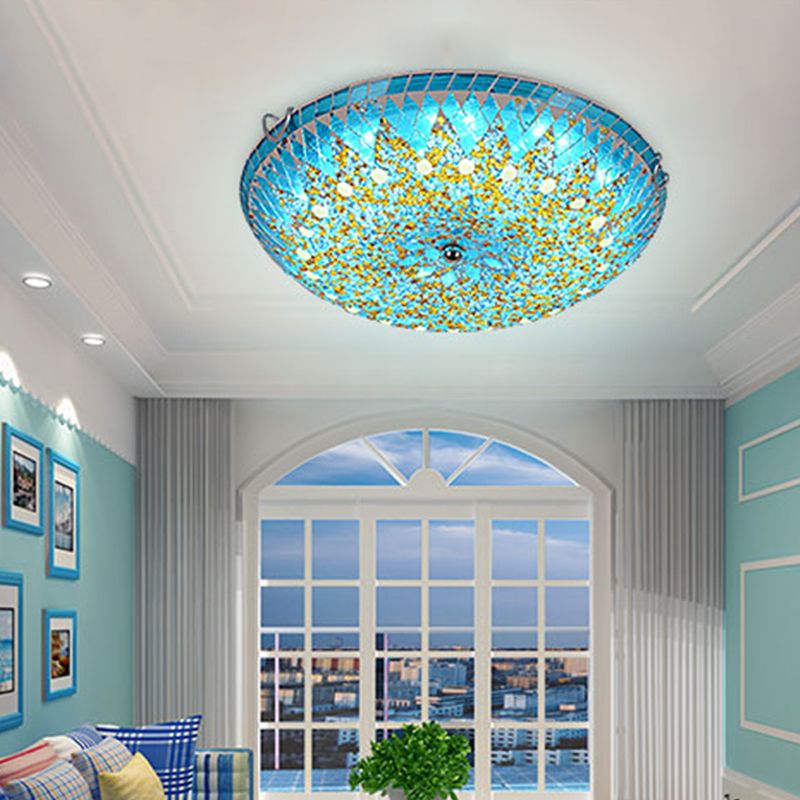 Tiffany Plafoniere Moderne Mediterranee Vetro Blu/Gialle/Bianche Soggiorno