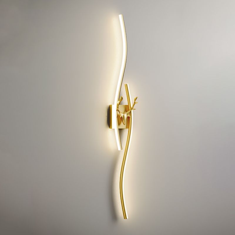 Arisha Minimalismo Lineare Onda Design LED Applique Metallo Oro Specchio Bagno