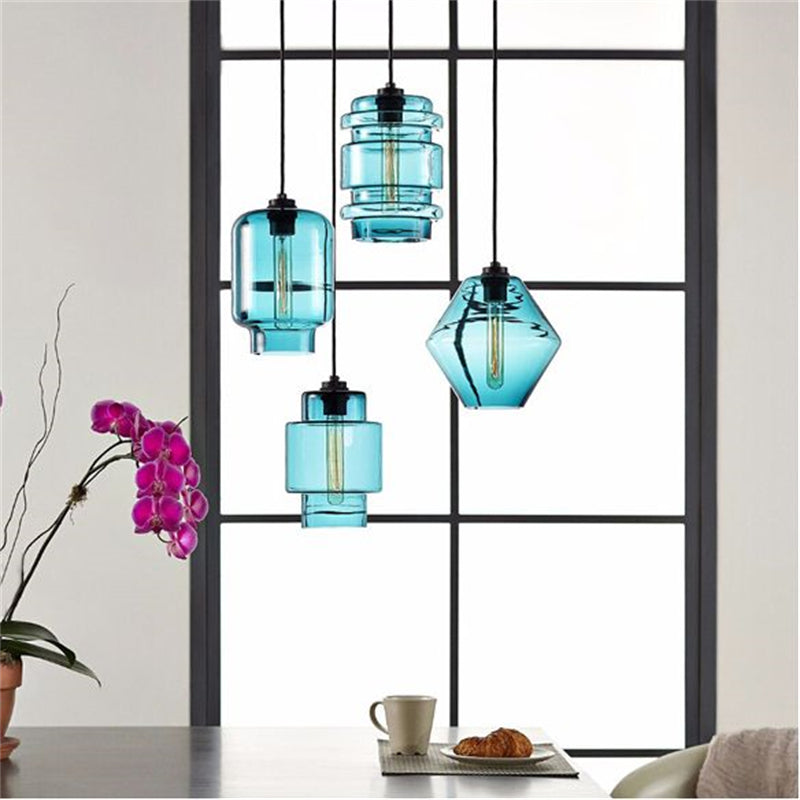 Arisha Art Deco Vetro Cilindrico Lampade a Sospensione