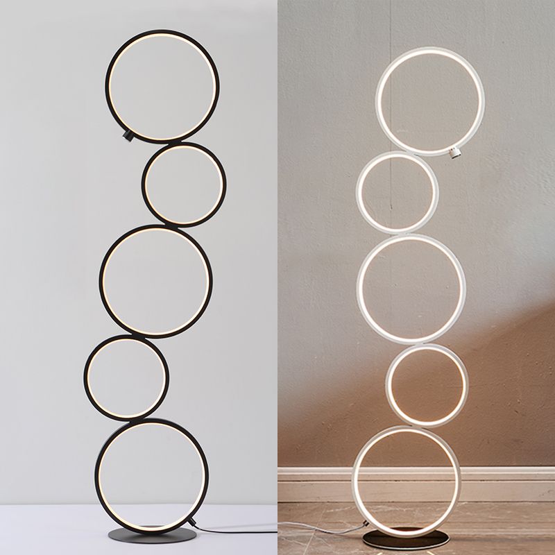 Arisha Minimalismo LED Anello Lampade da Terra Metallo Nero/Bianco Soggiorno/Camera da Letto