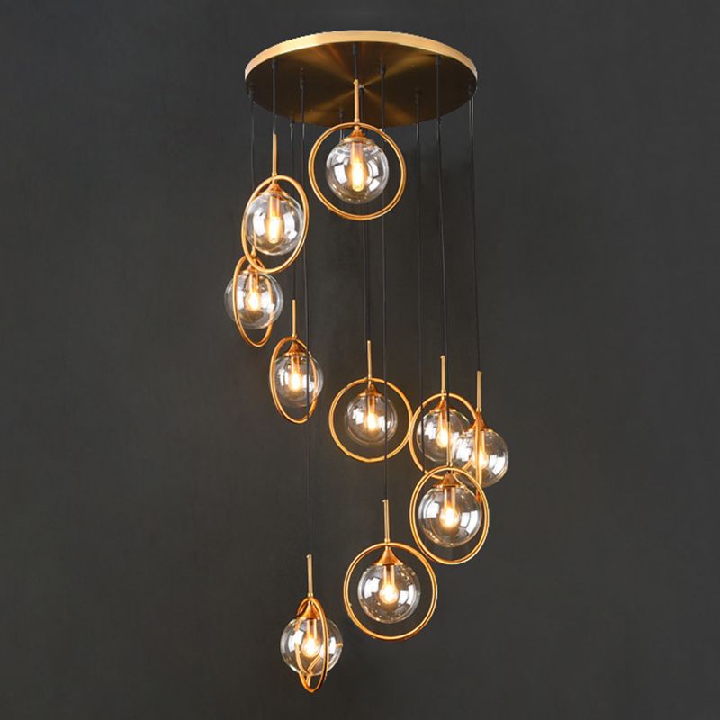 Valentina Moderno Scala Vetro Sfera Spirale Lampadari Soggiorno