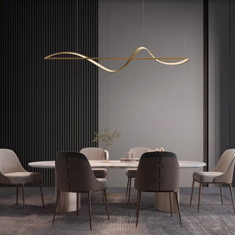 Arisha Lampada a Sospensione Metallo Ottone/Nero Onda Galleria d'Arte Minimalista