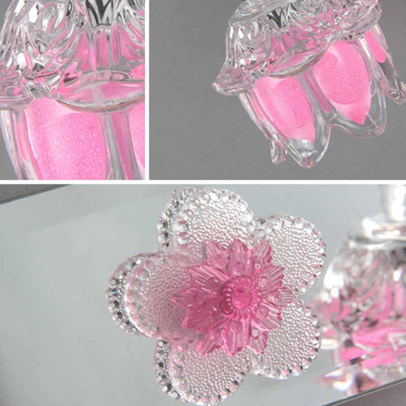 Arisha Design LED Applique Specchio Bellissimo Fiore Vanità Rosa Metallo/Vetro Bagno