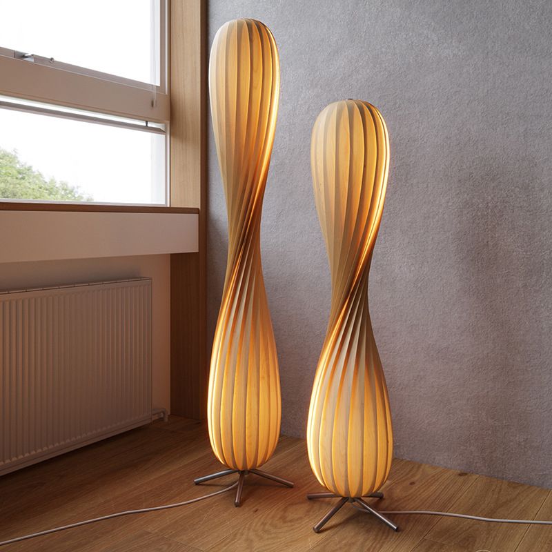 Muto Moderno Elegante Torto Legno Lampade da Terra Colore Legno