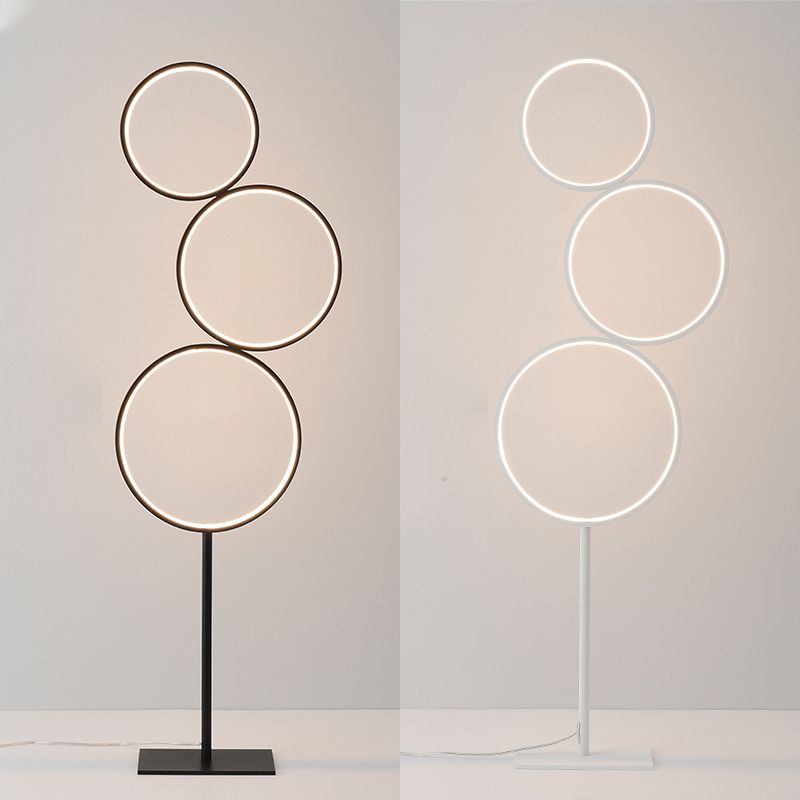 Arisha Minimalismo LED Anello Lampade da Terra Metallo Nero/Bianco Soggiorno/Camera da Letto