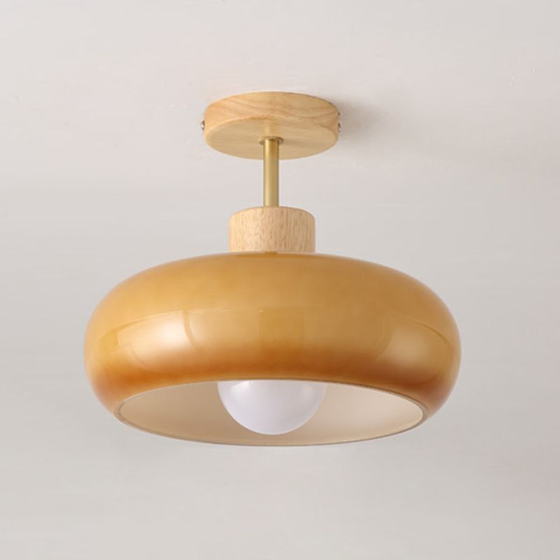 Valentina Moderno Rotondo Vetro Legno Plafoniere Arancione Bianco