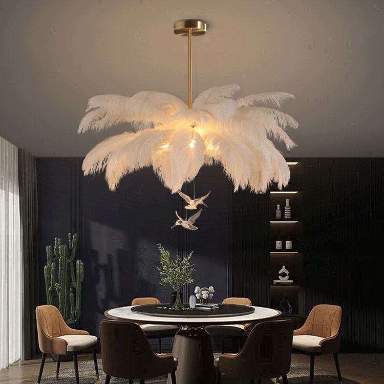 O'Moore Contemporaneo Elegante Piuma Struzzo Lampadari Soggiorno