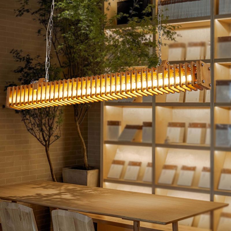 Epoch Rettangolare Metallo/Legno LED Lampade a Sospensione