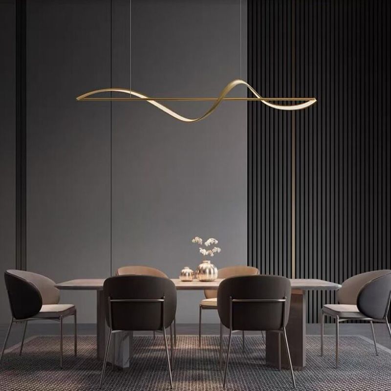 Arisha Lampada a Sospensione Metallo Ottone/Nero Onda Galleria d'Arte Minimalista