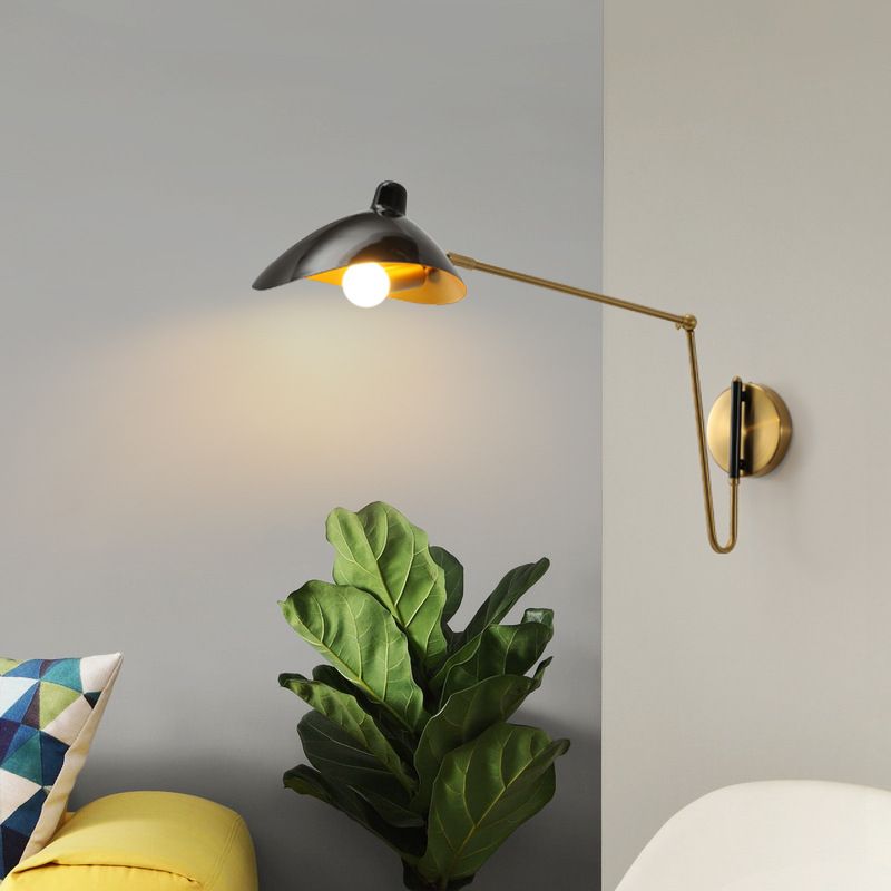 Epoch Industria Swing Braccio Vanità Applique, Nero/Oro