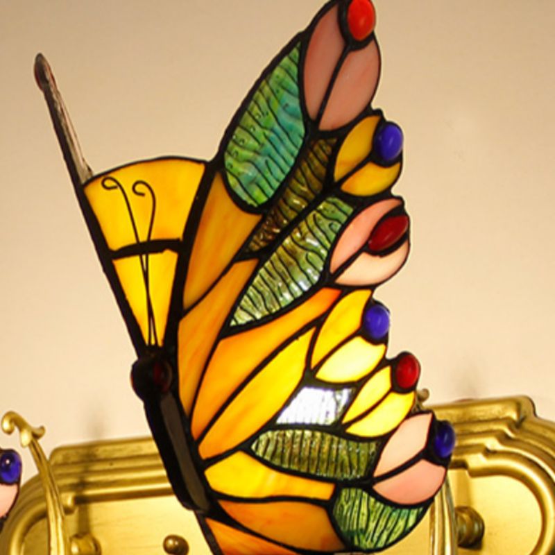 Arisha Design LED Bellissimo Decorativo Applique Metallo Vetro Artistica Farfalla Colorata Bagno