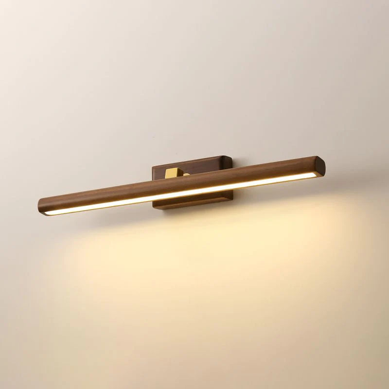 Muto Moderni LED Legno Girevole Specchio Bagno Marrone Lungo