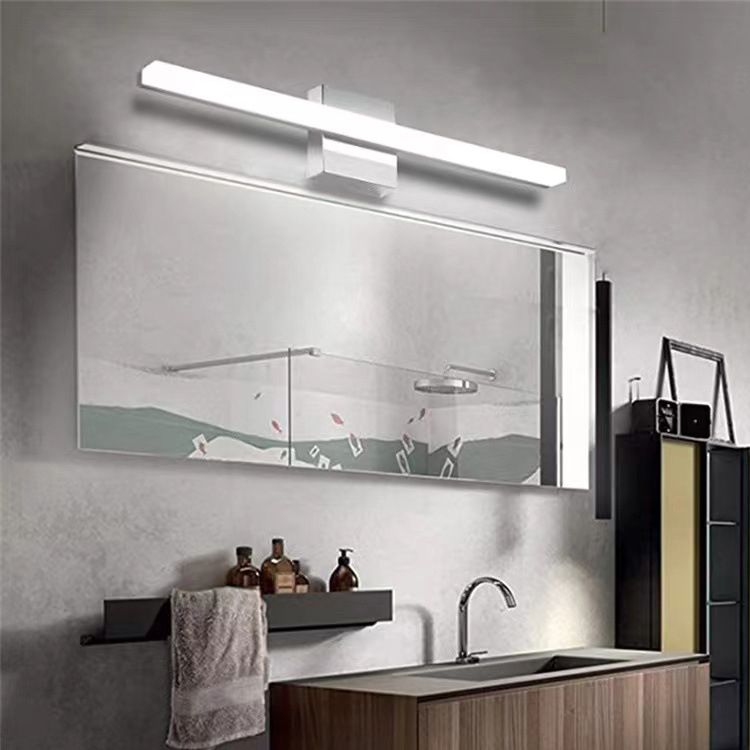 Arisha Moderno Classico Lineare LED Applique Metallo Nero/Argento Specchio Bagno