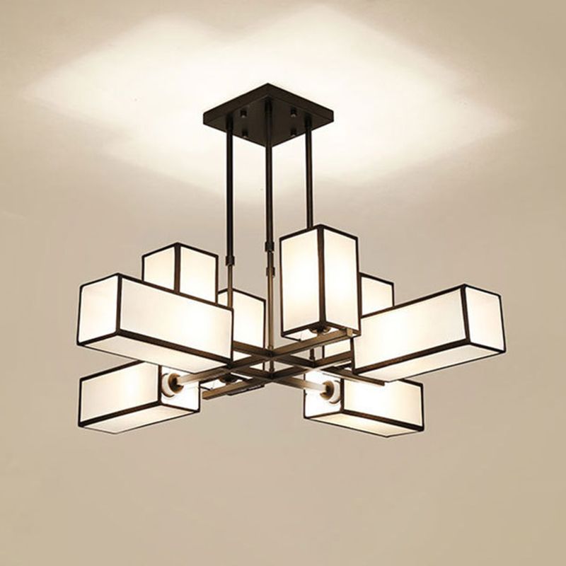 Arisha Metallo/Tessuto Nero/Oro Quadrato Lampade a Sospensione Soggiorno/Camera da Letto