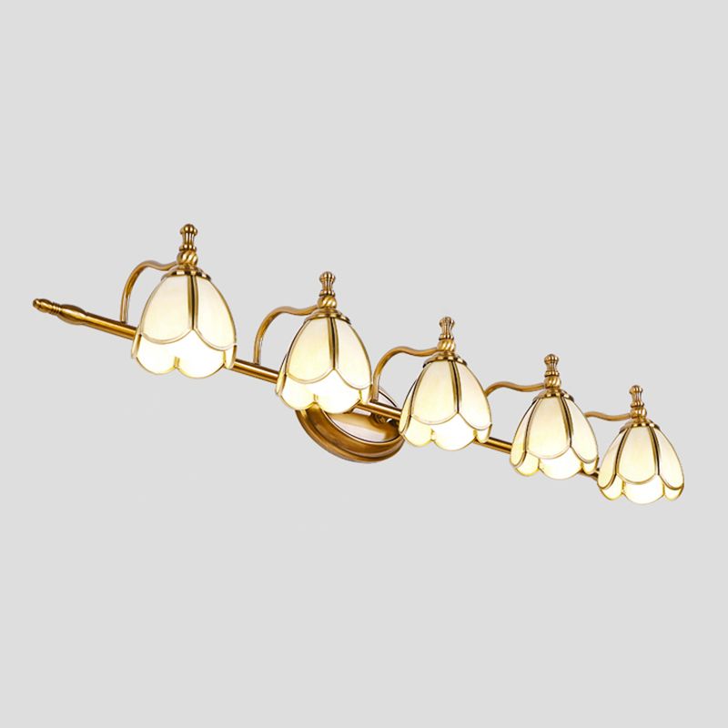 Arisha Vetro LED Fiore Bellissimo Vintage Applique Metallo Bianco/Giallo Soggiorno/Camera da Letto