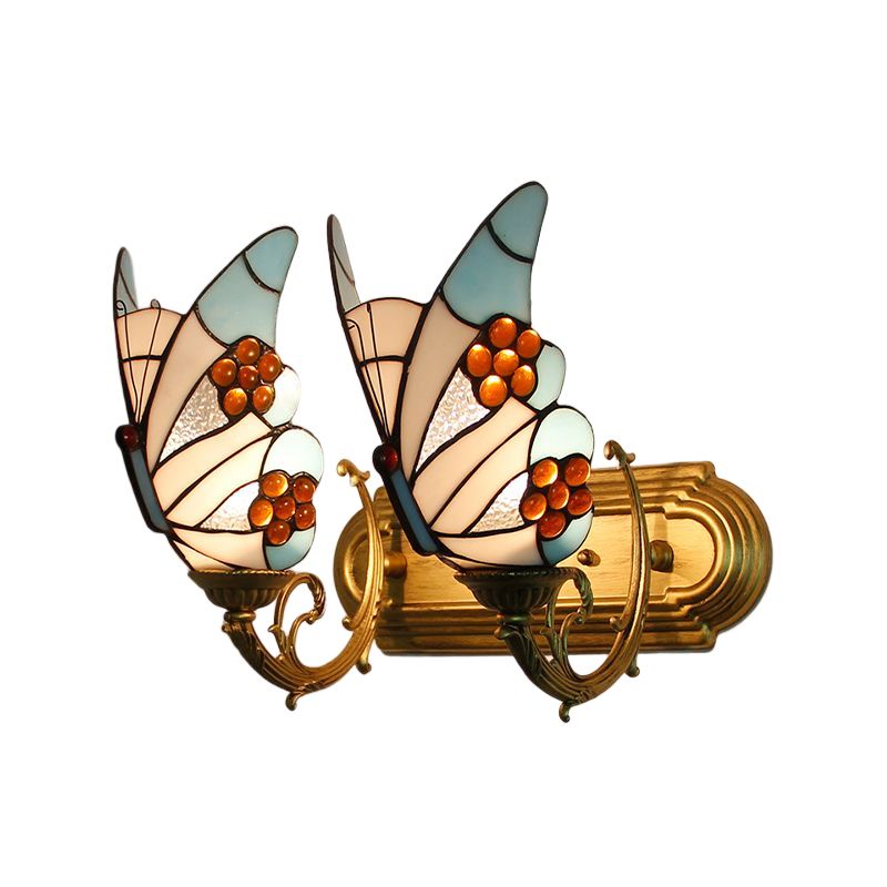 Arisha Design LED Bellissimo Decorativo Applique Metallo Vetro Artistica Farfalla Colorata Bagno