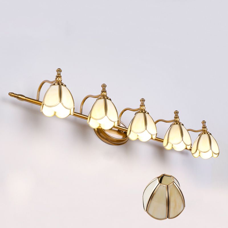 Arisha Vetro LED Fiore Bellissimo Vintage Applique Metallo Bianco/Giallo Soggiorno/Camera da Letto
