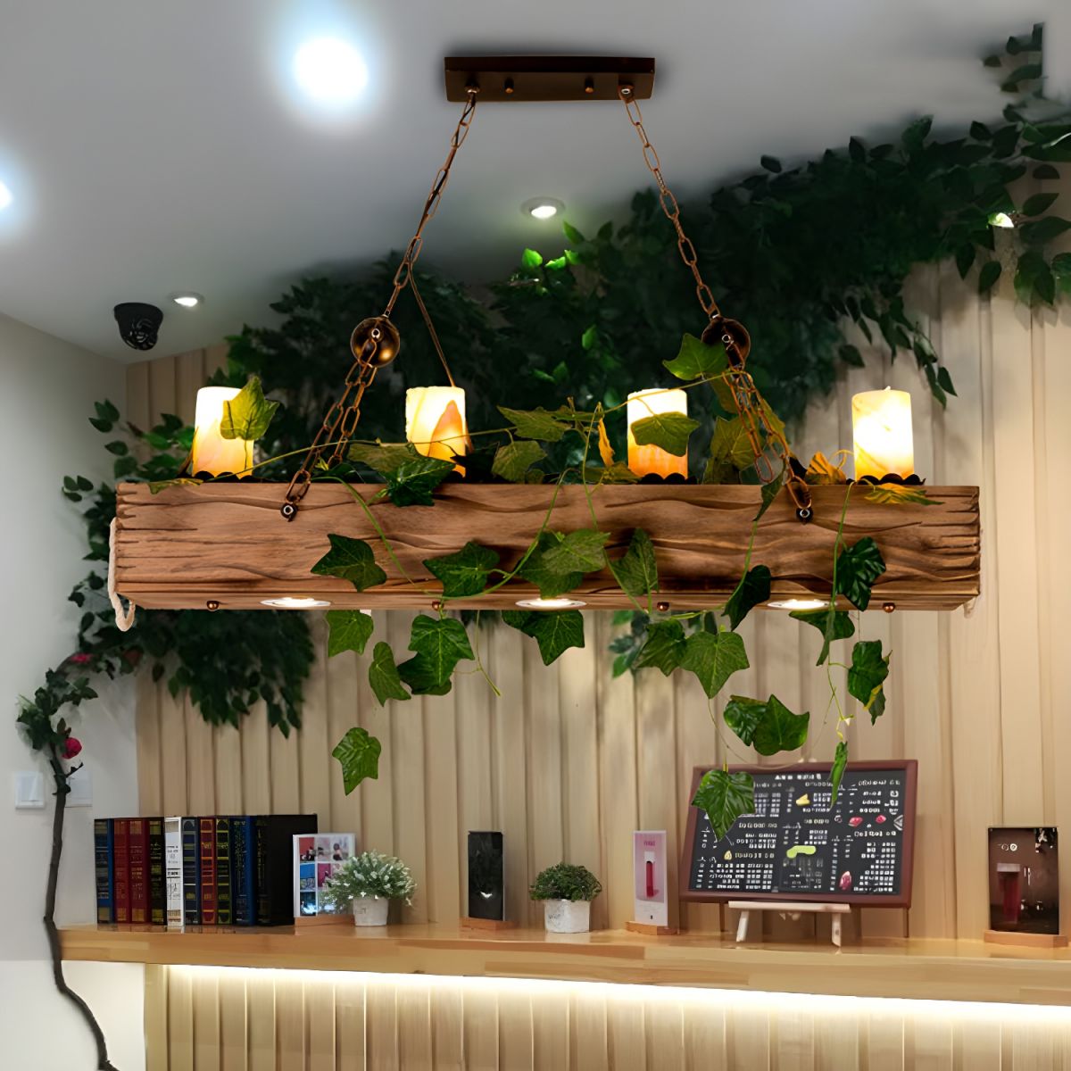 Epoch Rustica Legno Vetro Lampade a sospensione Sala da Pranzo