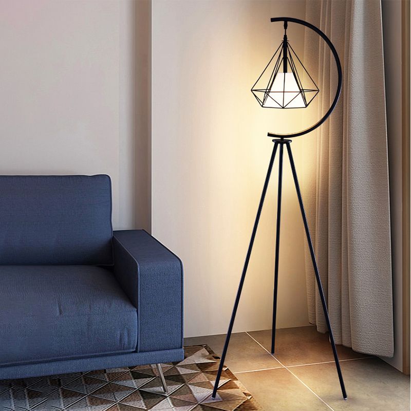 Tiffany Design LED Diamante Gabbia Lampade da Terra Metallo Nero/Oro Soggiorno/Camera da Letto