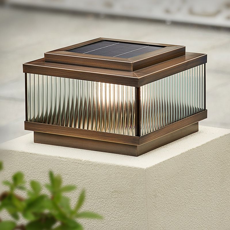 Ray Moderno Quadrate Metallo Vetro Lampade da Esterno Marrone