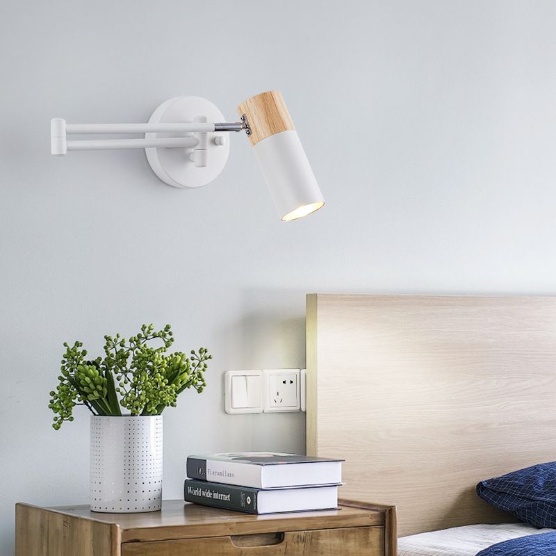 Muto Nordico LED Forma Applique Regolabile Metallo/Legno Bianco