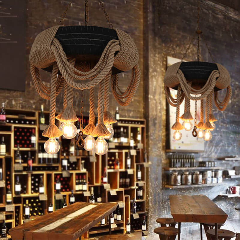 Epoch Vintage Metallo Corda Lampadari Marrone Soggiorno Sala da Pranzo