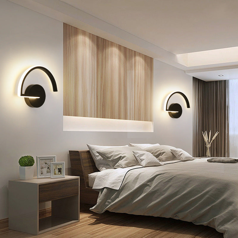 Arisha Minimalista Lineare LED Semicircolare Metallo Applique Nero/Bianco Soggiorno/Camera da Letto