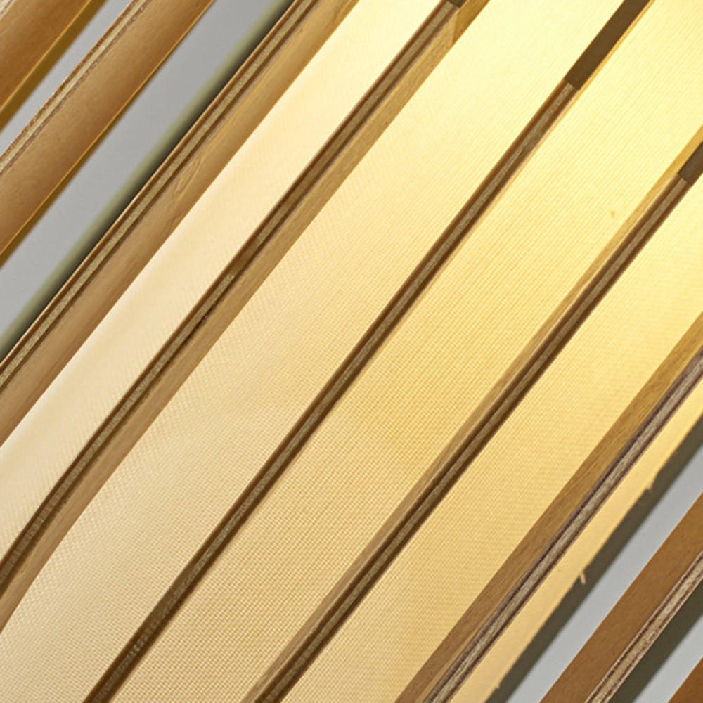 Muto Moderne LED Gabbia Lampade a Sospensione Legno Tessuto Oro Soggiorno/Camera da Letto