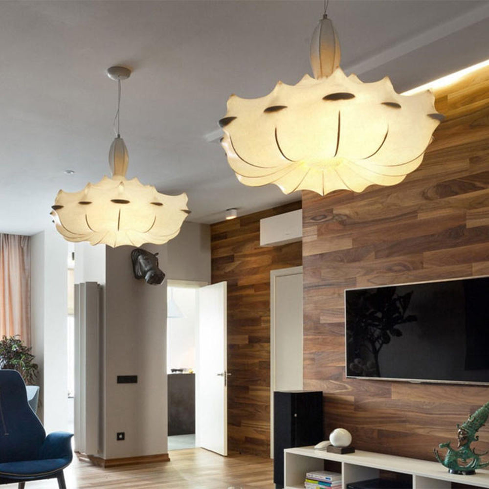 Ritta Bellissimi Soffitto LED Lampada a Sospensione Bianca Seta Artificiale Metallo Soggiorno/Camera da Letto
