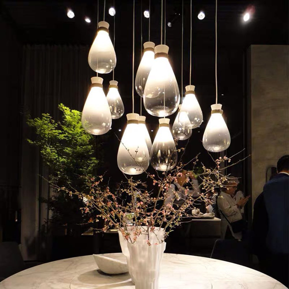 Valentina Minimalista Gocce D'acqua LED Lampade a Sospensione Grigio Fumo/Bianco Vetro Soggiorno/Camera da Letto