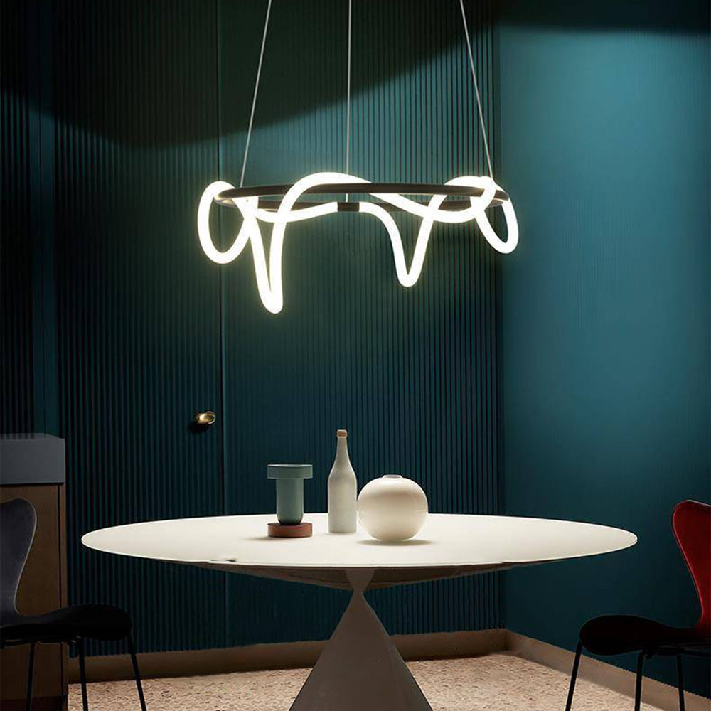 Arisha Lampada a Sospensione Metallo Oro Curva Lineare Soggiorno/Camera da Letto