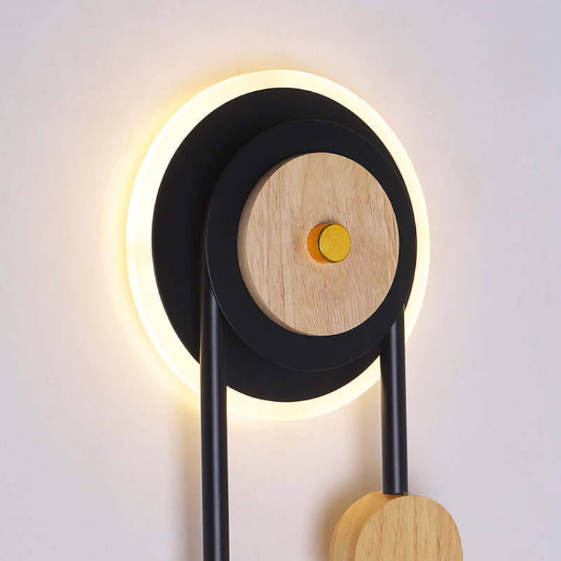 Arisha Moderno LED Girare Applique Decorativa Nero Legno Acrilico Comodino/Soggiorno/Camera da Letto