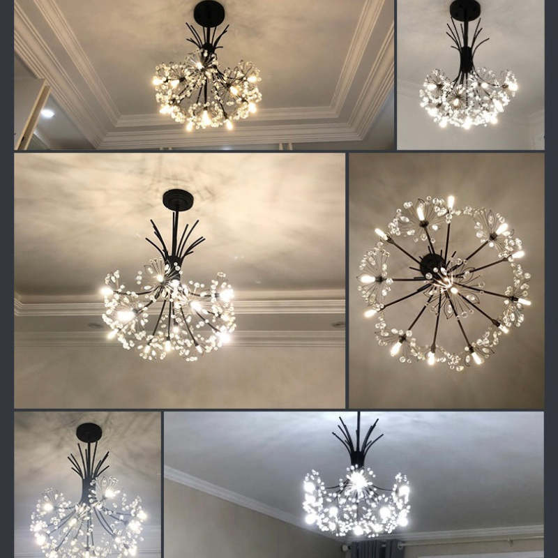 Arisha Moderna Arte Deco Lampada a Sospensione Sputnik Metallo/Acrilico Nero/Oro