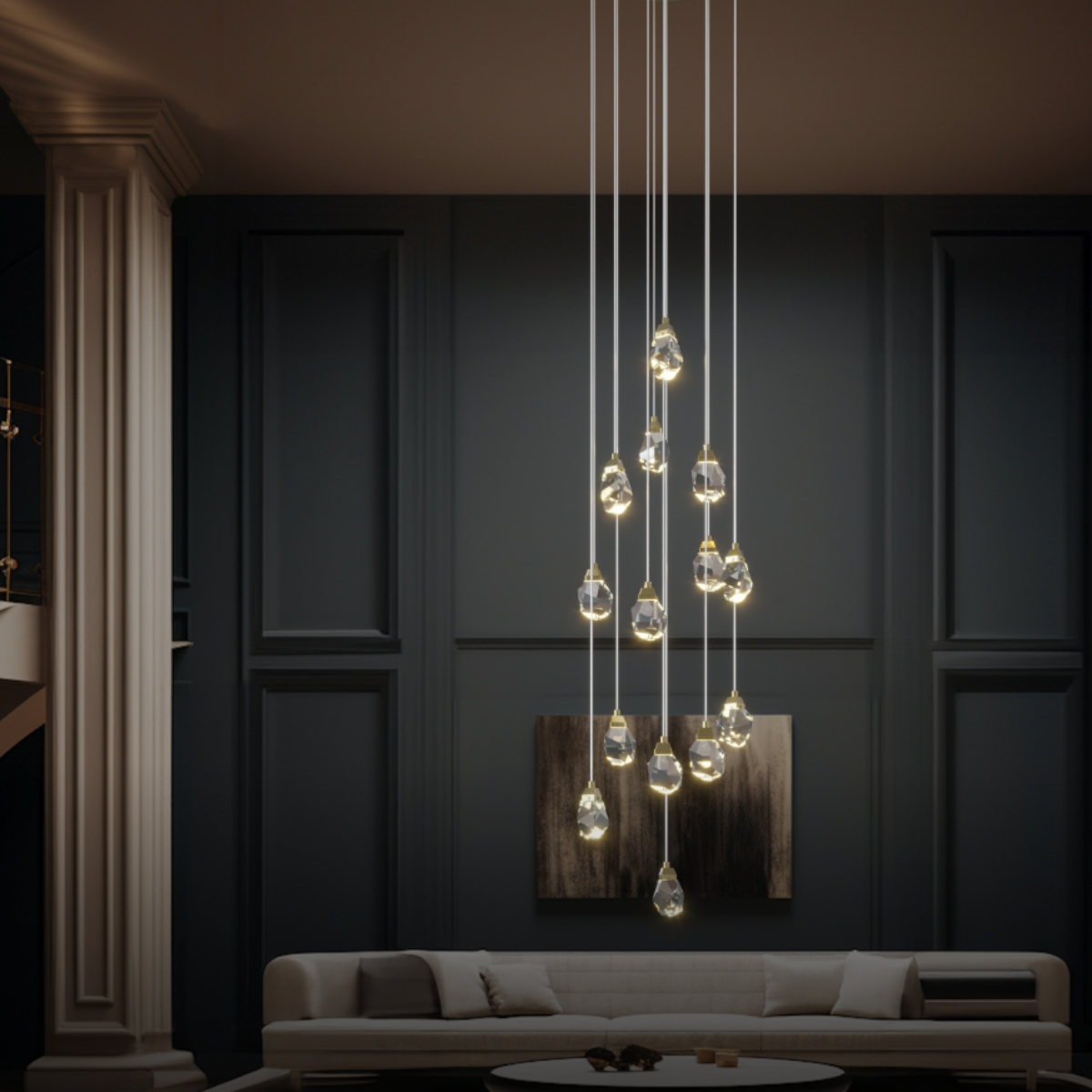 Kristy Design Cristallo LED Metallo Lampade a Sospensione Oro Soggiorno