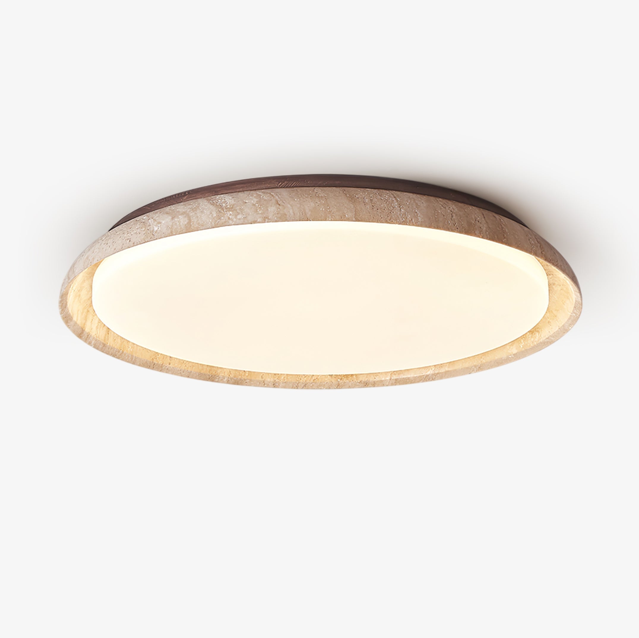 Elvinila Ring-Rim Travertine Ceiling Light - Neutralighting