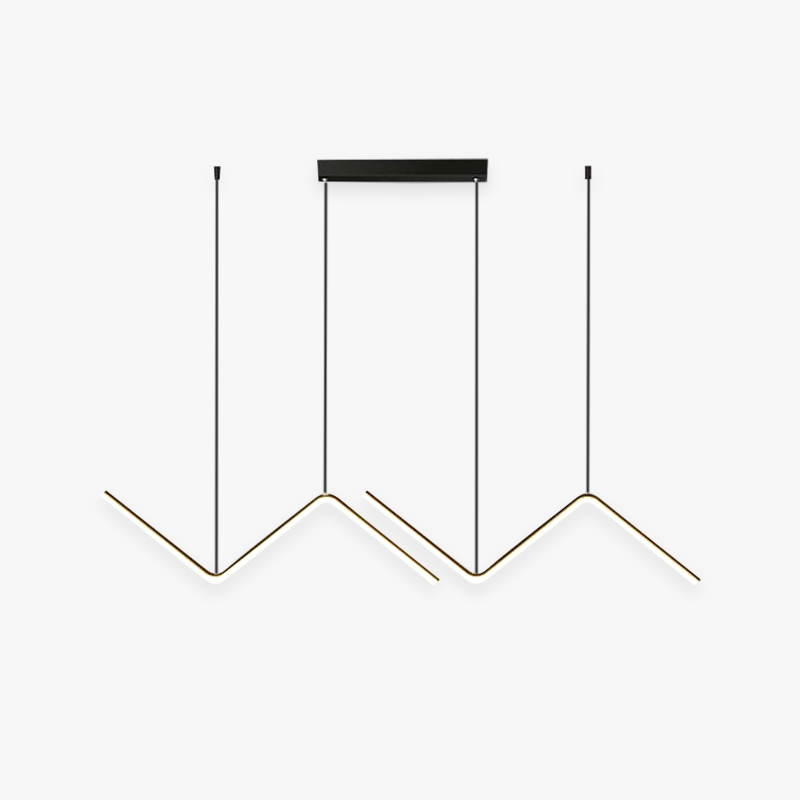 Arisha Moderne LED Lampade a Sospensione Nero/Oro Metallo Lineare Ondulato Doppio Soggiorno/Camera da Letto