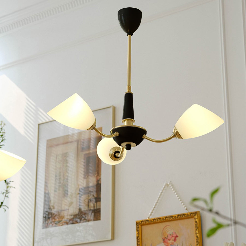 Arisha Medievale Semplice Lampadari Bianco Vetro Metallo Sala da Pranzo