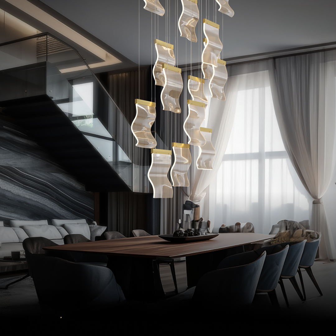 Kristy Industriale Metallo/Acrilico Lampade a Sospensione Oro Nero