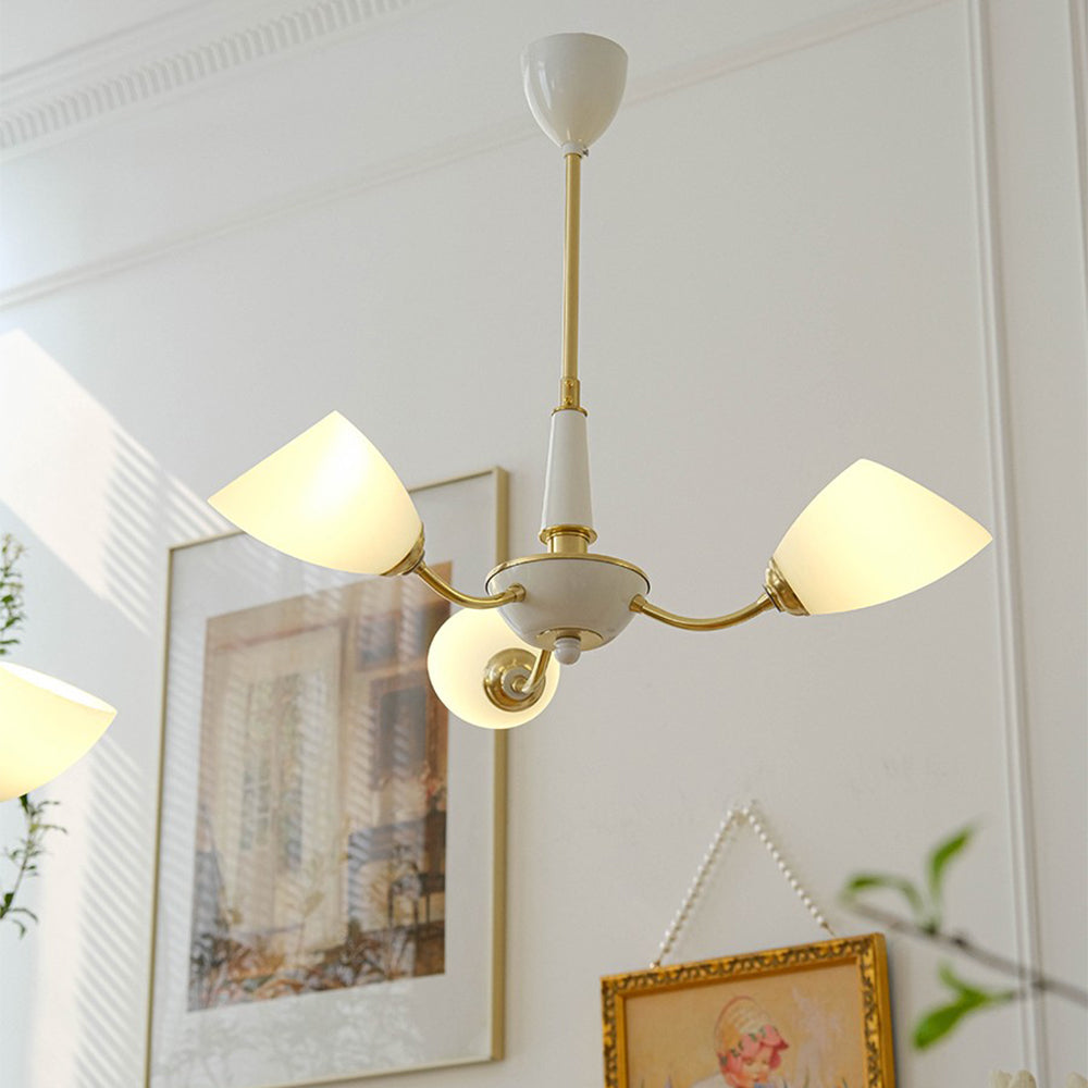 Arisha Medievale Semplice Lampadari Bianco Vetro Metallo Sala da Pranzo