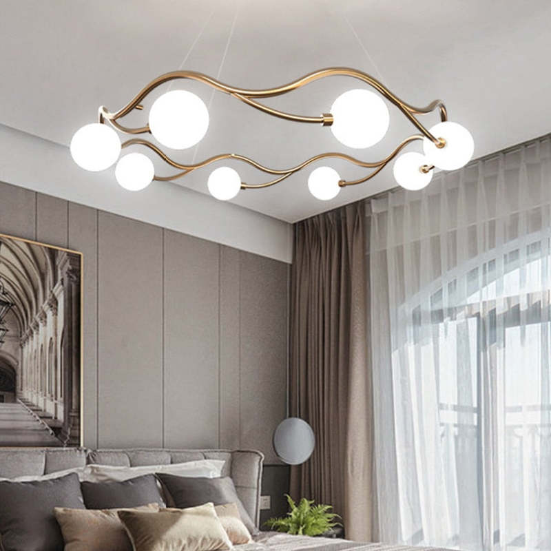 Valentina Moderno LED Elegante Lampada a Sospensione Metallo Vetro Bianco Oro Soggiorno/Camera da Letto