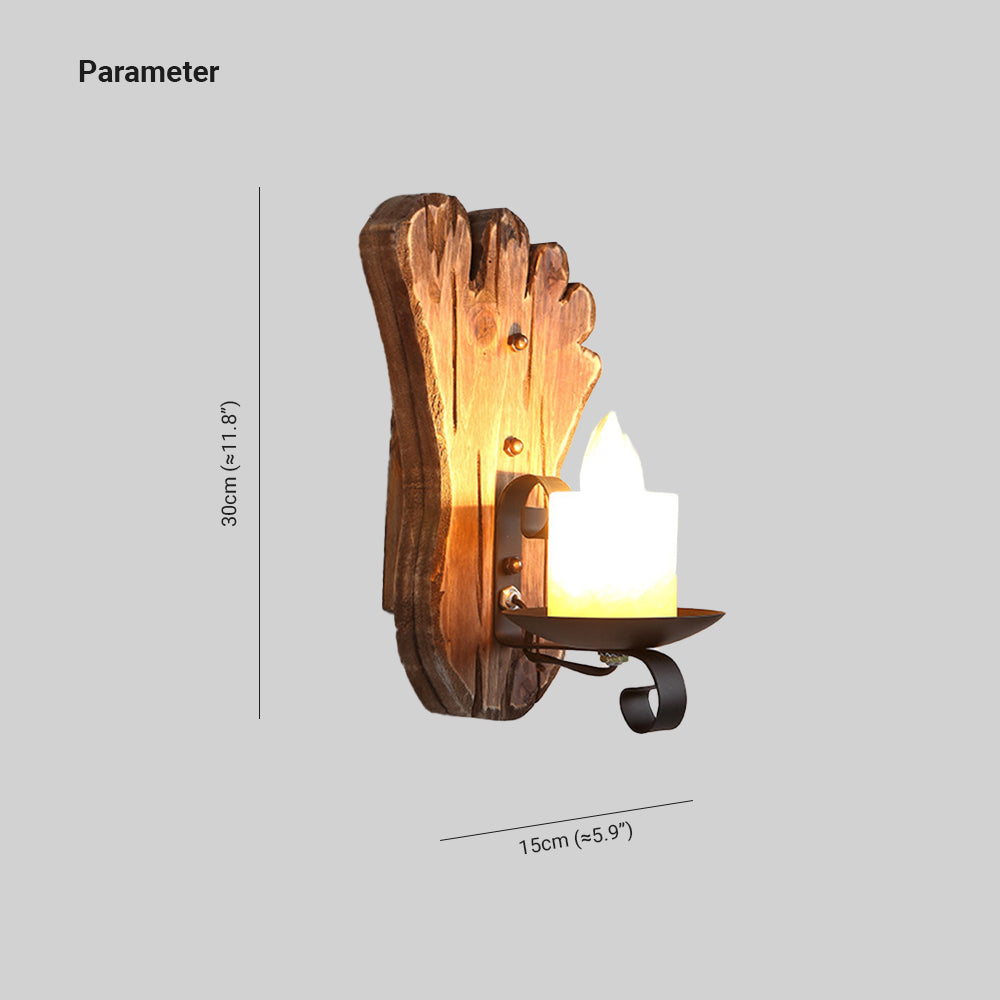 Epoch Vintage LED Impronte Candela Lampada da Parete Legno/Metallo Soggiorno
