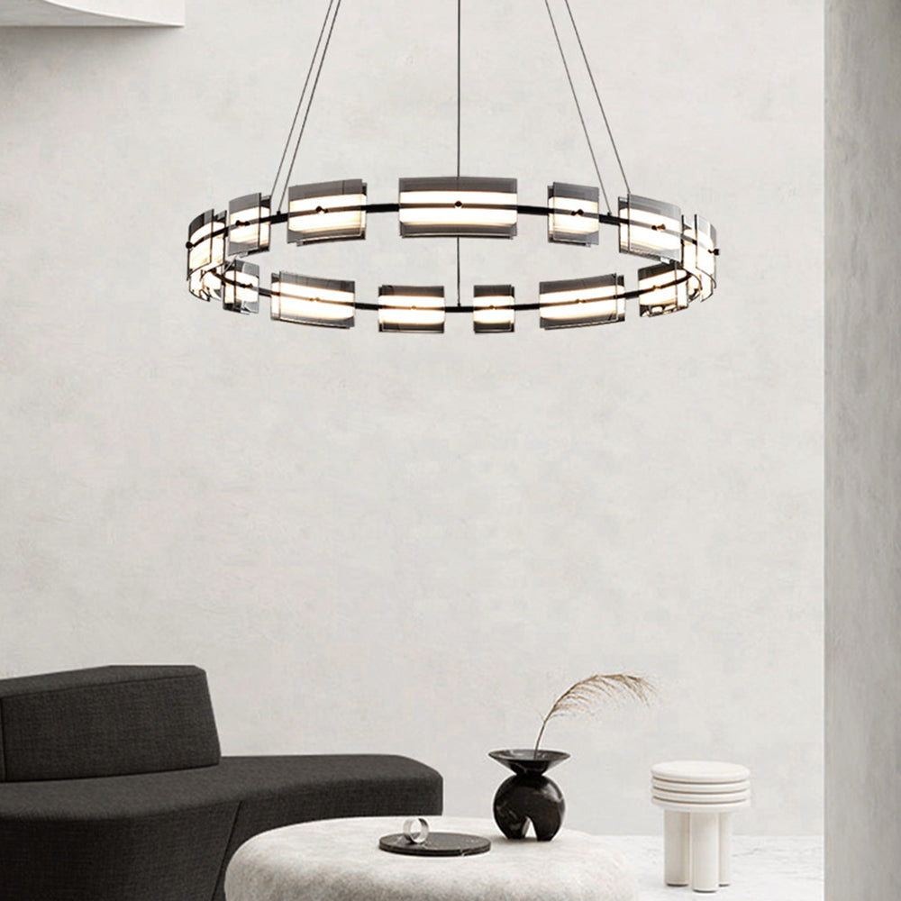 Arisha Moderno Urbano LED Anello Lampade a Sospensione Metallo Nero/Oro Soggiorno/Camera da Letto