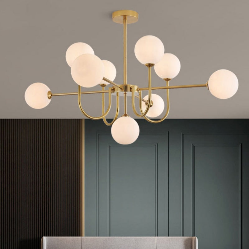 Valentina Moderno Metallo/Vetro Lux Lampadario Oro Soggiorno/Sala da Pranzo